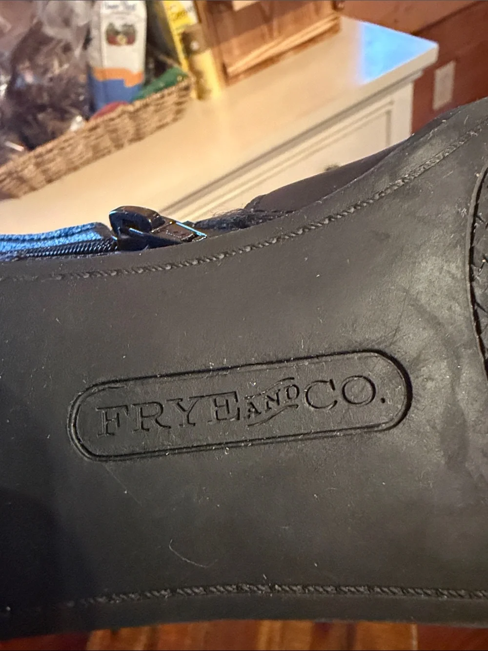 FRYE AND CO. Black Western Leather Ankle Booties with Braided Strap